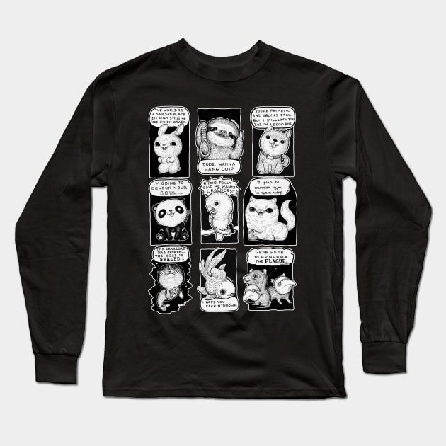 Cute Psycho Animals Long Sleeve T-Shirt by DukeCoffeeArt